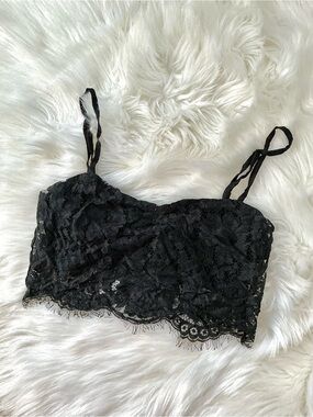 Zinke x Free People Black Lace Bandeau Bralette Size Small